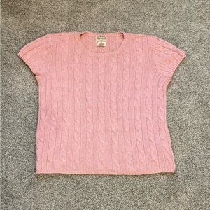 Ralph Lauren Vintage Y2K “Baby Tee” Pink Cable Knit Angora/Cotton Blend Sweater